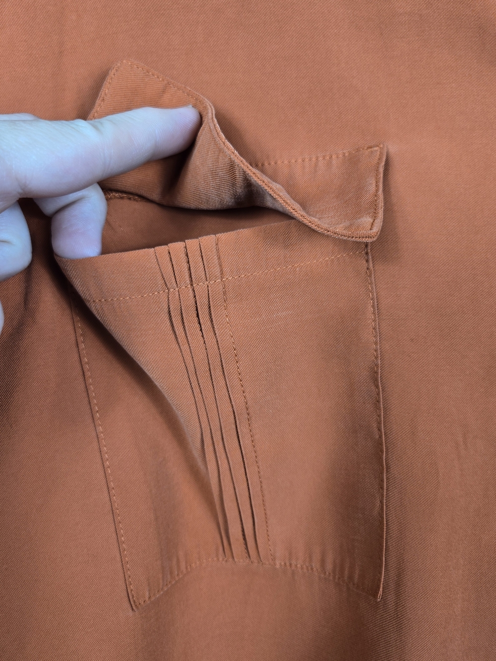 Chico's Rust Orange Utility Button Front Roll Tab Shirt Size 3 XL - Picture 6 of 7